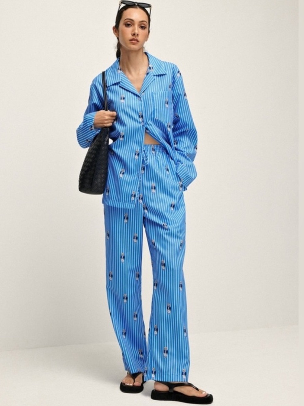 Commense Blue Striped Pajama-Style Jumpsuit